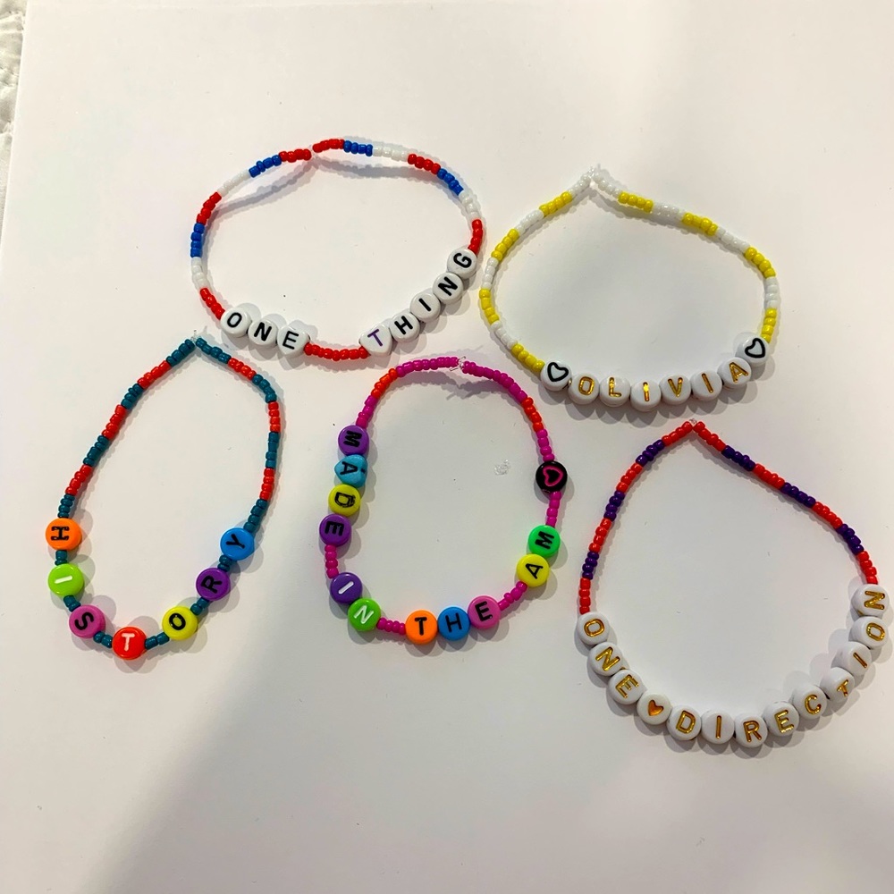 One Direction set of 5 Handmade Bracelets
